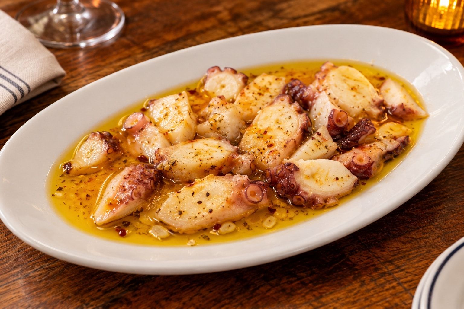 Pulpo al ajillo: octopus in garlic and olive oil